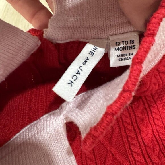 Baby Janie and Jack Baby Sweater Dress in Pink Red‎ Valentines 12-18 - Picture 8 of 11